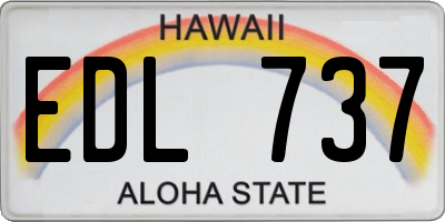 HI license plate EDL737
