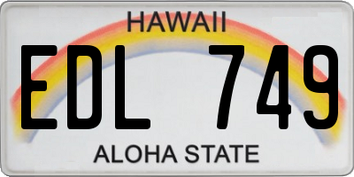 HI license plate EDL749