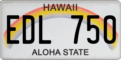 HI license plate EDL750