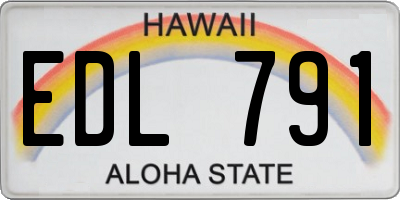 HI license plate EDL791