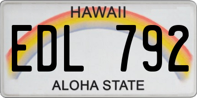 HI license plate EDL792