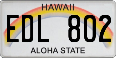 HI license plate EDL802