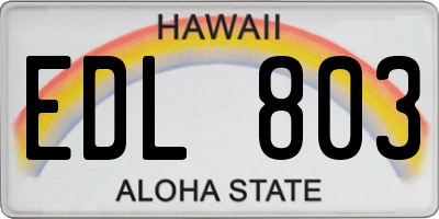 HI license plate EDL803