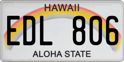 HI license plate EDL806