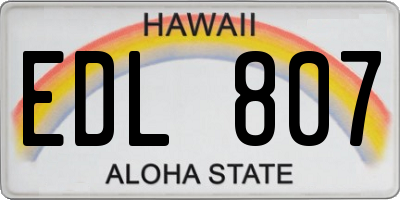 HI license plate EDL807