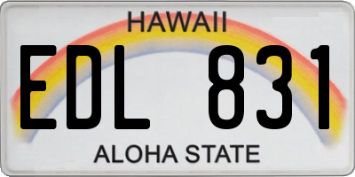 HI license plate EDL831