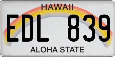 HI license plate EDL839