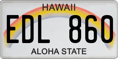 HI license plate EDL860