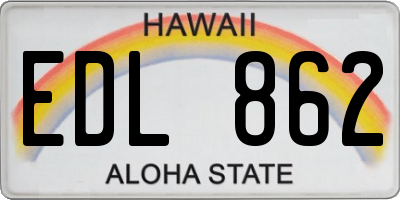 HI license plate EDL862