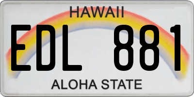 HI license plate EDL881
