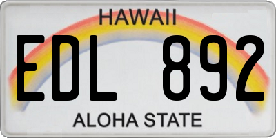 HI license plate EDL892