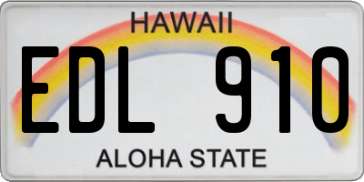 HI license plate EDL910