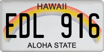 HI license plate EDL916