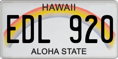 HI license plate EDL920