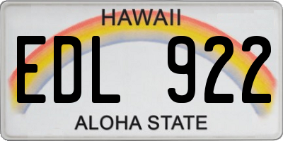 HI license plate EDL922