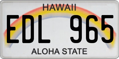HI license plate EDL965