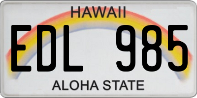 HI license plate EDL985