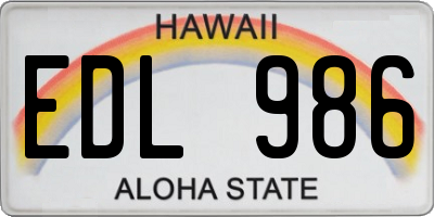 HI license plate EDL986