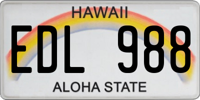 HI license plate EDL988