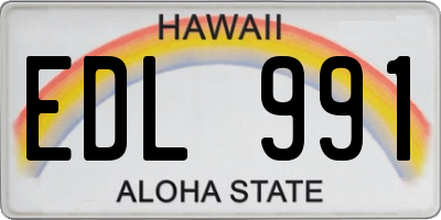 HI license plate EDL991