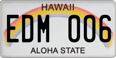 HI license plate EDM006