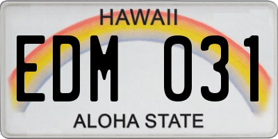 HI license plate EDM031