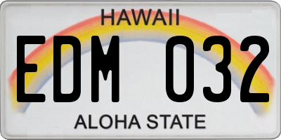 HI license plate EDM032