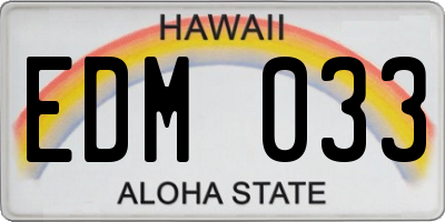 HI license plate EDM033
