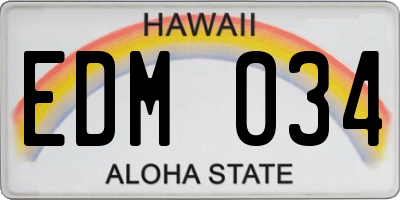HI license plate EDM034