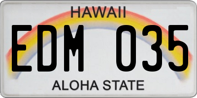 HI license plate EDM035
