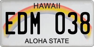 HI license plate EDM038