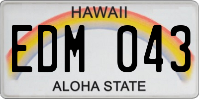 HI license plate EDM043