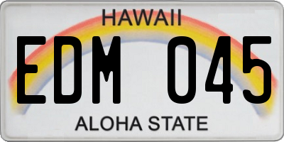 HI license plate EDM045