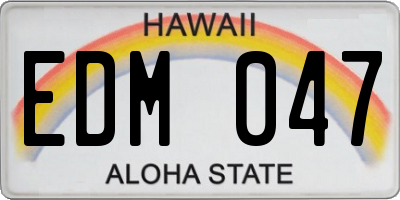 HI license plate EDM047