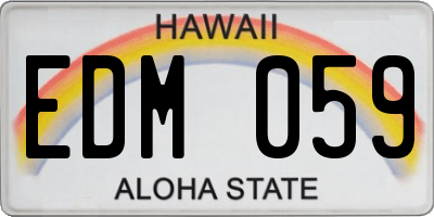 HI license plate EDM059