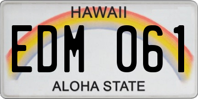 HI license plate EDM061