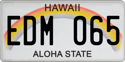 HI license plate EDM065