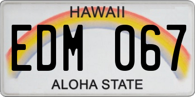 HI license plate EDM067