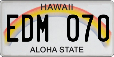 HI license plate EDM070