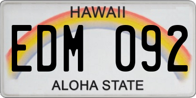 HI license plate EDM092