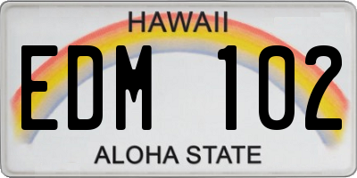 HI license plate EDM102