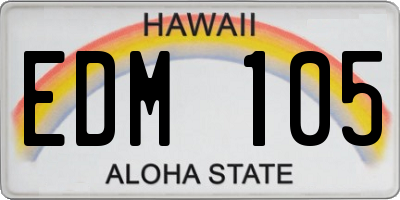 HI license plate EDM105