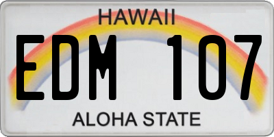 HI license plate EDM107