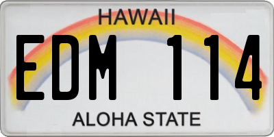 HI license plate EDM114