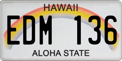 HI license plate EDM136