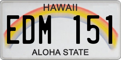 HI license plate EDM151