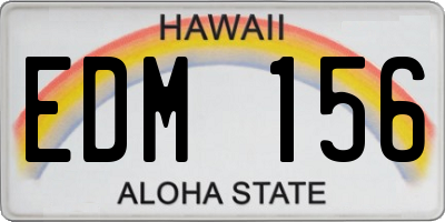 HI license plate EDM156