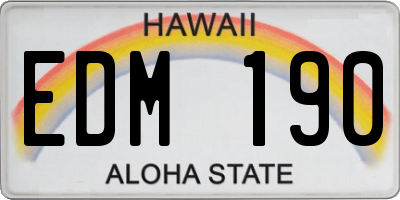HI license plate EDM190