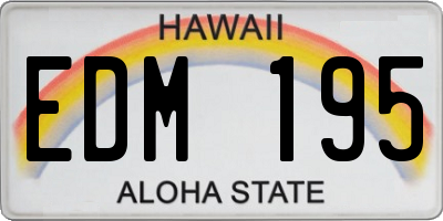 HI license plate EDM195