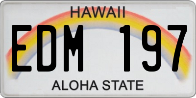 HI license plate EDM197